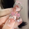 Fuchsia castle for princess, one size ring with bow, zirconium, french style, micro incrustation