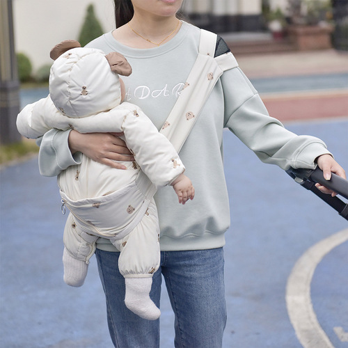 INS newborn baby front sling, single shoulder sling for traveling with baby, front side simple sling to hold baby