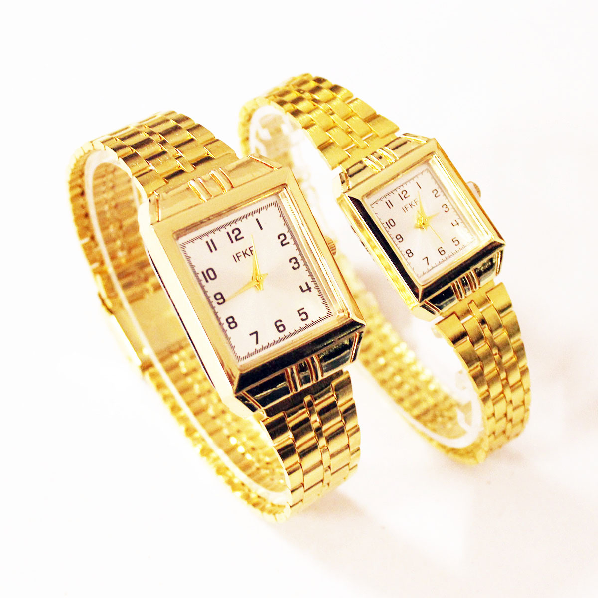 2 Digital Fashion Square Quartz Watches Couple Models Steel Strap Watches Matching Watches