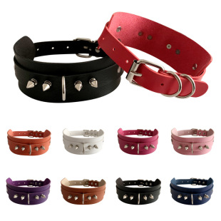 Cross-border Amazon Explosions Jewelry European and American Nightclub Pu Leather Creative Necklace Rivet Spike Collar Collar Chain Collar