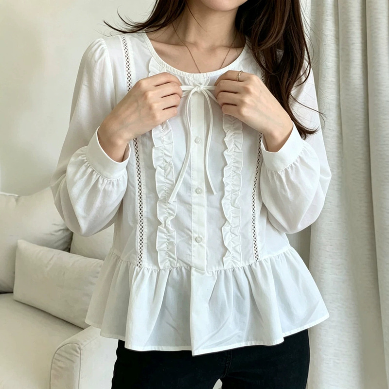 Korean chic design, high-end and elegant long-sleeve shirt for women, autumn fashion, commuter style, Korean version, versatile and slimming top Korean chic design, high-end and elegant long-sleeve shirt for women, autumn fashion, commuter style, Korean version, versatile and slimming top