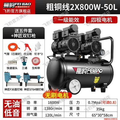 Hava kompressorları: Pump Air Compressor Woodworking Decoration - thick-copper-wire-2x800w-50-liters-double-nail-gun