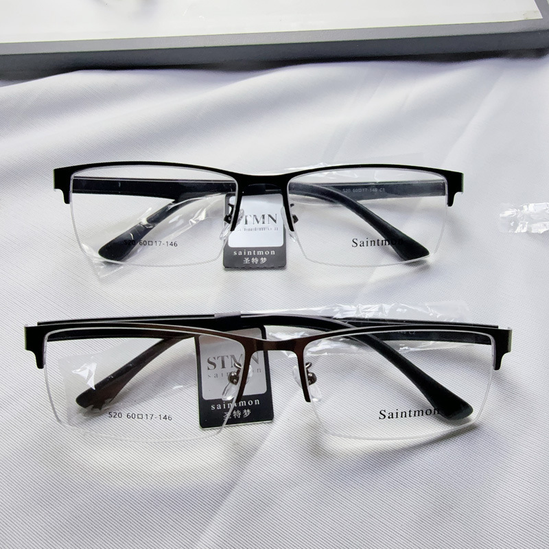 Big face big fat man oversized frame half frame glasses frame ultra light pure titanium men's business plus size glasses frame wholesale