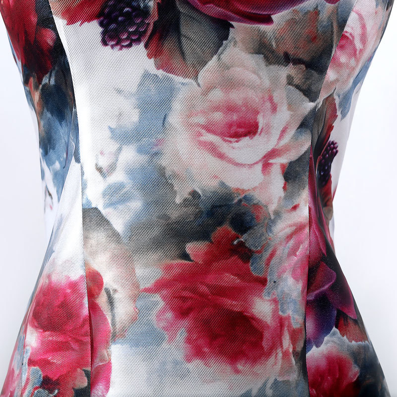 El Comercio exterior europeo y americano Amazon AliExpress deseo nuevo vestido de noche floral sexy cola de pez con cuello en V Sling image 3