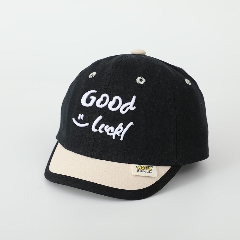 Sombrero de letras bebé buena suerte primavera y otoño corto bordes suaves para niños gorra gorra