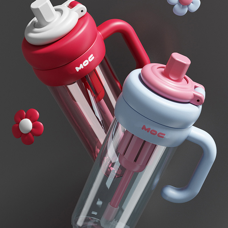 2025 Big Mac Ice Pa simple estudiante mujer de gran capacidad taza de agua de alto valor con fugas de té taza de pajita portátil