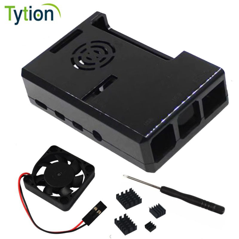 树莓派4B ABS塑料外壳4代开发板盒子机箱保护壳 带风扇散热片套装