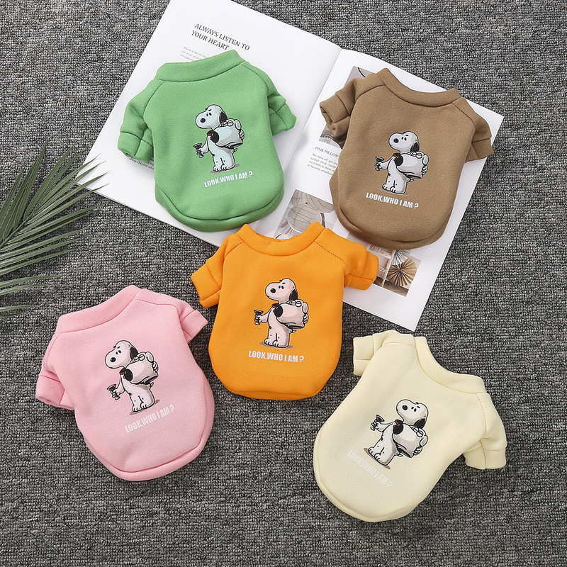 Pet Dog Clothes Cartoon Printed Sweatshirt Snoopy Macaron Color Spring and Autumn Sweatshirt Candy Color Cat and Dog Clothing