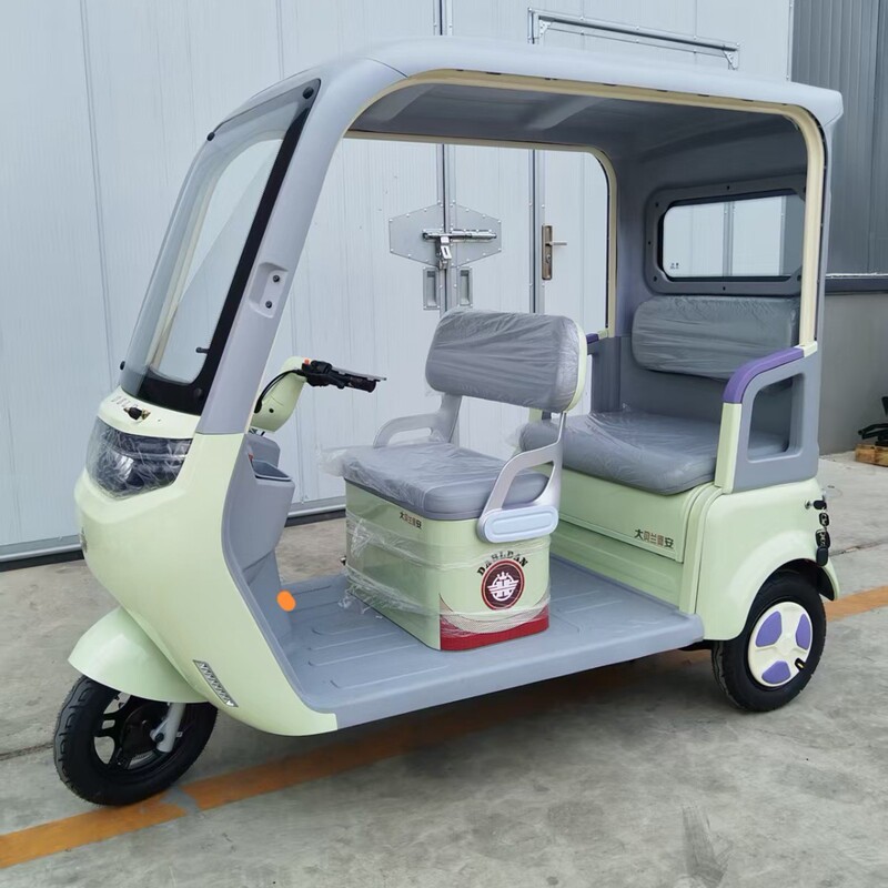 Electric Tricycle with Integrated Canopy, Widened Double-Row Seats, High-Power Source Manufacturer, Can Be Registered for Household Use with Canopy Tricycle