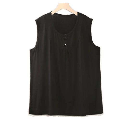 Ladies' V-neck Modale Summer T-shirt for Middle-aged Women, Loose Fit, Plus Size, Sleeveless Home Wear, Overshirt