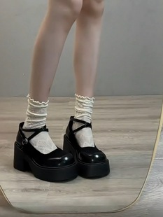 Vintage Mary Jane Shoes Women's 2025 Summer New Height Increasing Thick Bottom Shoes with Skirt Small Leather Shoes Thick Heel High Heels
