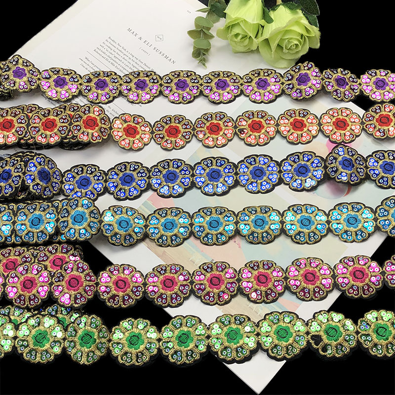 服装辅料DIY 亮片花边名族服装条码 现货供应网布刺绣 花边,lace