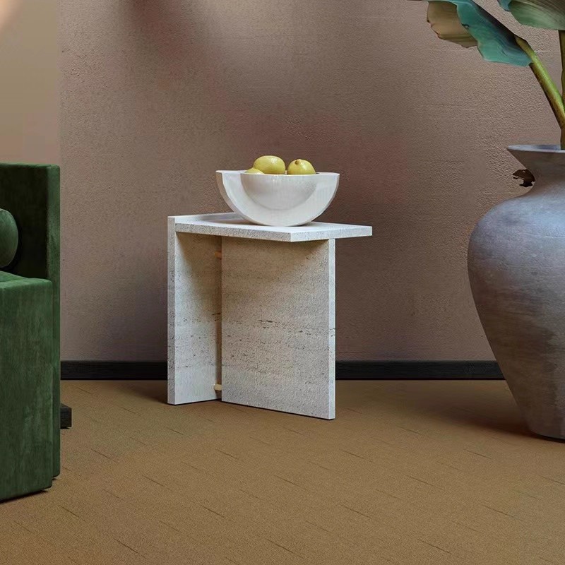 Modern Simple Creative Natural Travertine Side Table Corner Table Model Room Living Room Sofa Small Coffee Table Marble Side Table