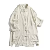 Shirt, jacket, Chinese style, oversize, with short sleeve