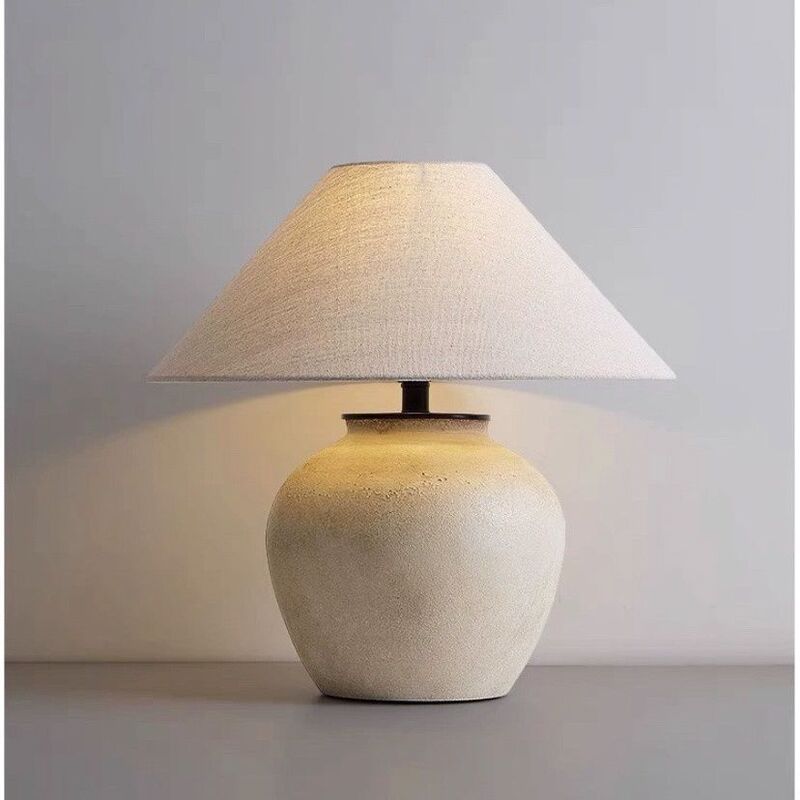Wabi-sabi style table lamp, ceramic fabric lamp, designer lighting, dimmable, vintage, for living room, natural style, minimalist style Wabi-sabi style table lamp, ceramic fabric lamp, designer lighting, dimmable, vintage, for living room, natural style, minimalist style