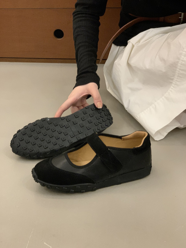 跟高2.5cm~复古圆头魔术贴玛丽珍鞋女2025秋软底休闲芭蕾厚底单鞋|undefined