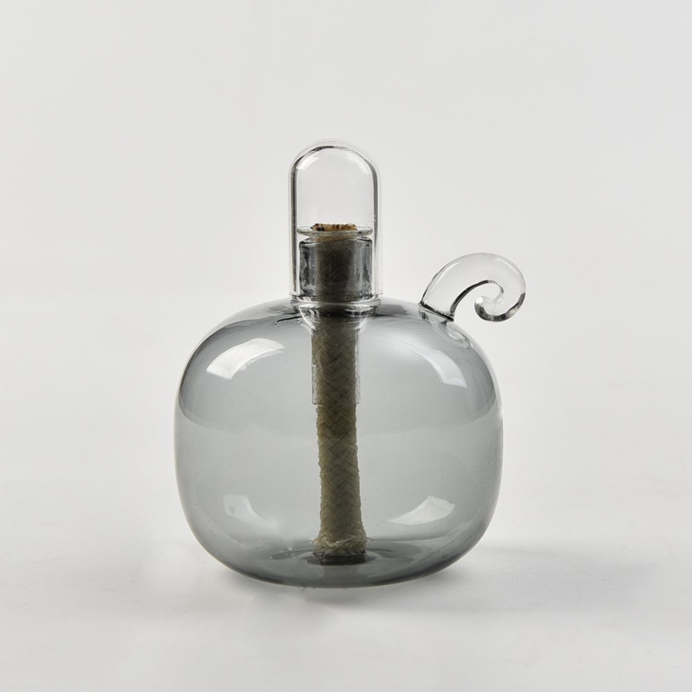 Lámpara de aceite de vidrio redonda esférica de color creativa candelabro decoración simple lámpara de mantequilla de escritorio doméstica moderna sin humo