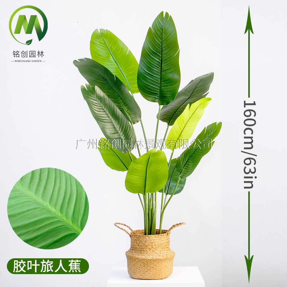 Árbol de simulación transfronterizo, plátano viajero, planta en maceta, nueva planta de simulación, pájaro del paraíso, planta verde de simulación de hoja grande, plátano viajero