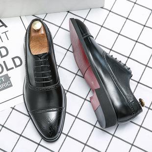 Amazon Pointed British Style Leather Shoes Cross-border New Hairstyle Loafers Office Casual Leather Shoes Men's Wedding Shoes