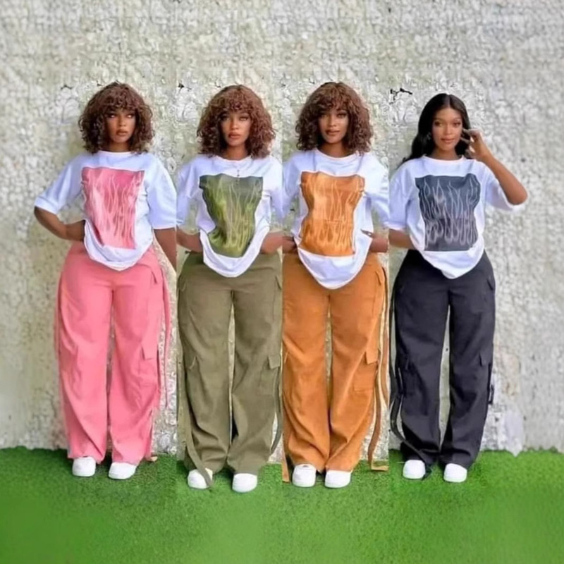 stocks2025 New Amazon AliExpress Casual Fashion Simple Loose Pants Features Multi-Bag Two-Piece Set stocks2025 New Amazon AliExpress Casual Fashion Simple Loose Pants Features Multi-Bag Two-Piece Set