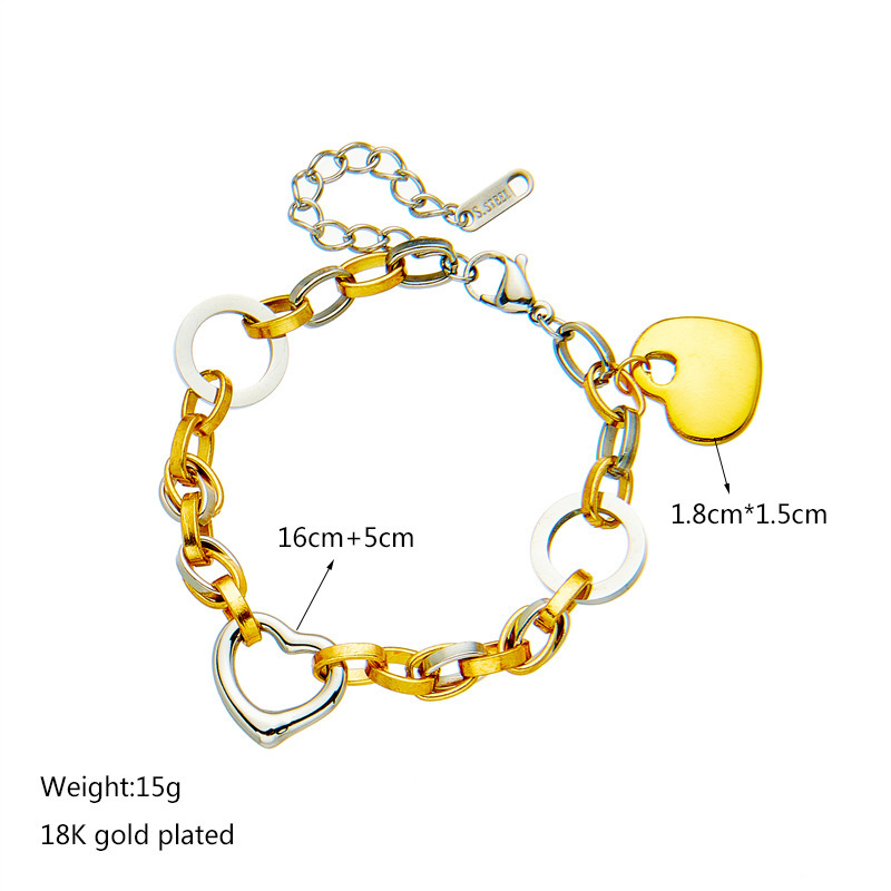 Casual, Daily Occasion Titanium Steel Material IG Style Simple Style Heart Shape Titanium Steel Belcher Chain Bracelets In Bulk