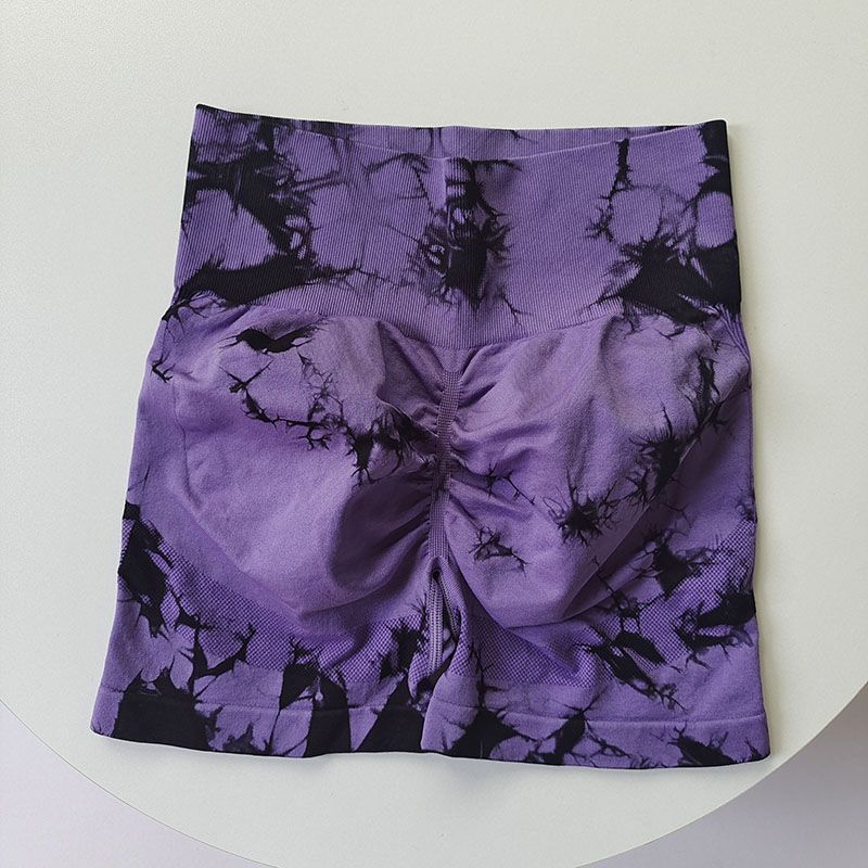 Cintura alta, cadera, melocotón, traje de teñido anudado deportivo, traje de yoga de hombro inclinado a prueba de golpes para mujer