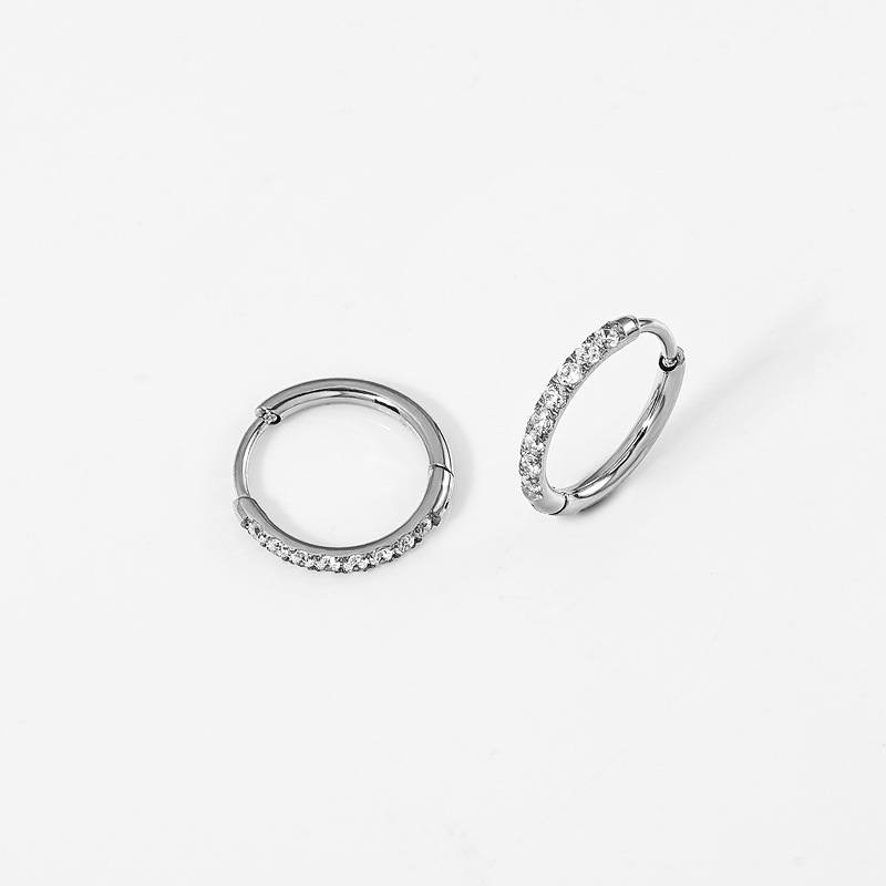Aretes Zesen de Alta Calidad, Serie 2.0mm, Hechos a Mano, Populares en el Extranjero, de Acero Inoxidable, Finamente Tallados, con Incrustaciones de Diamantes, Cierres de Aretes, Aros