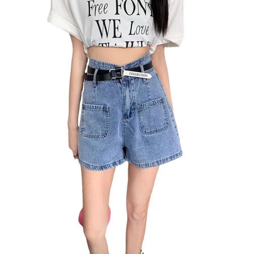 Vintage Fashion High-Waisted Denim Shorts for Women - Summer New Wide Leg Loose Fitting Slimming A-Line Pockets Pants with a Sense of Luxury