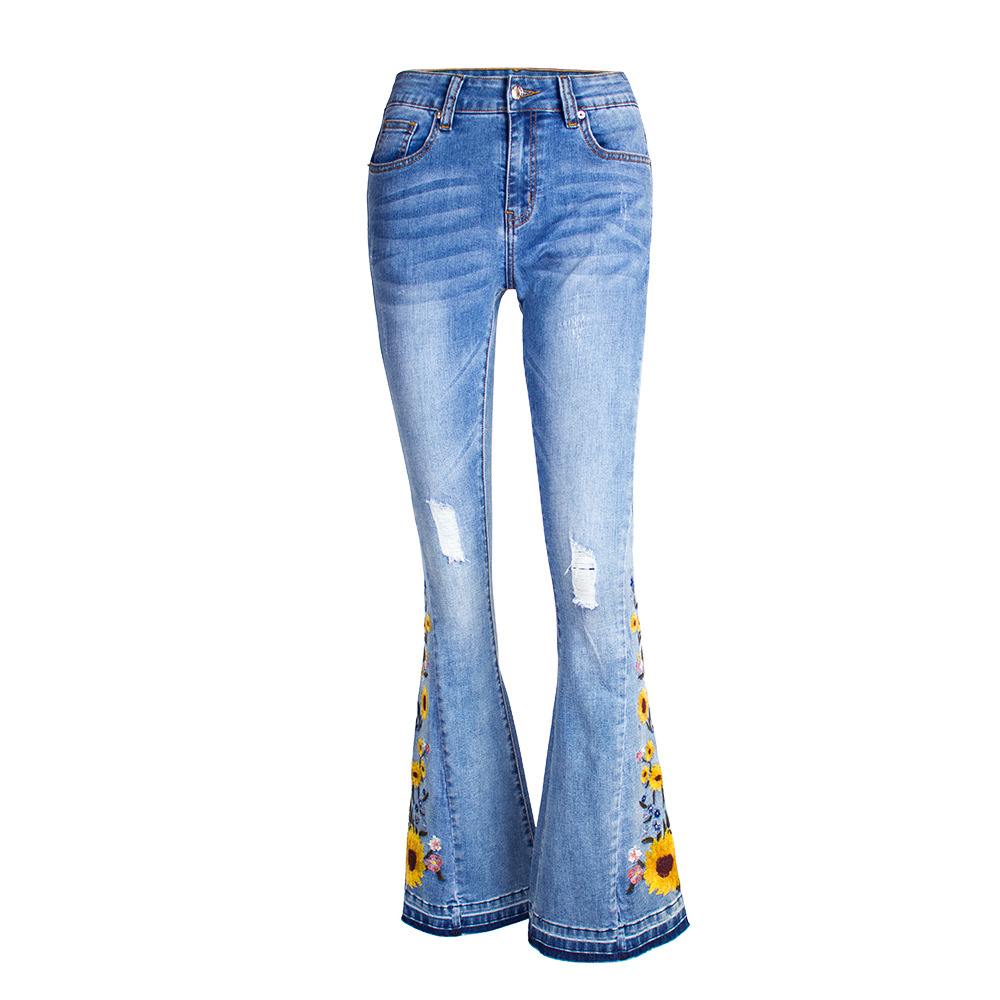 Dameskleding driedimensionaal 3D borduurwerk dames jeans broek een stuk drop shipping_voghion.com