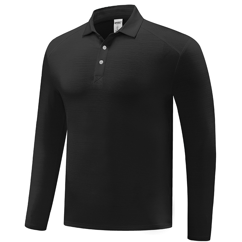Primavera y otoño al aire libre secado rápido camiseta hombre transpiración sudor de manga larga polo camiseta deportiva elástica de negocios chaqueta casual