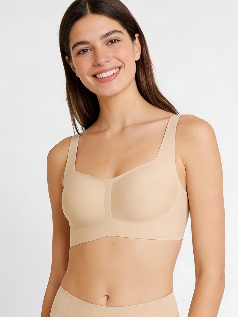 Women's Seamless Strapless Bra Foundation Smooth Soft Support Thin Jelly Square Neck Comfortable Underwear_voghion.com