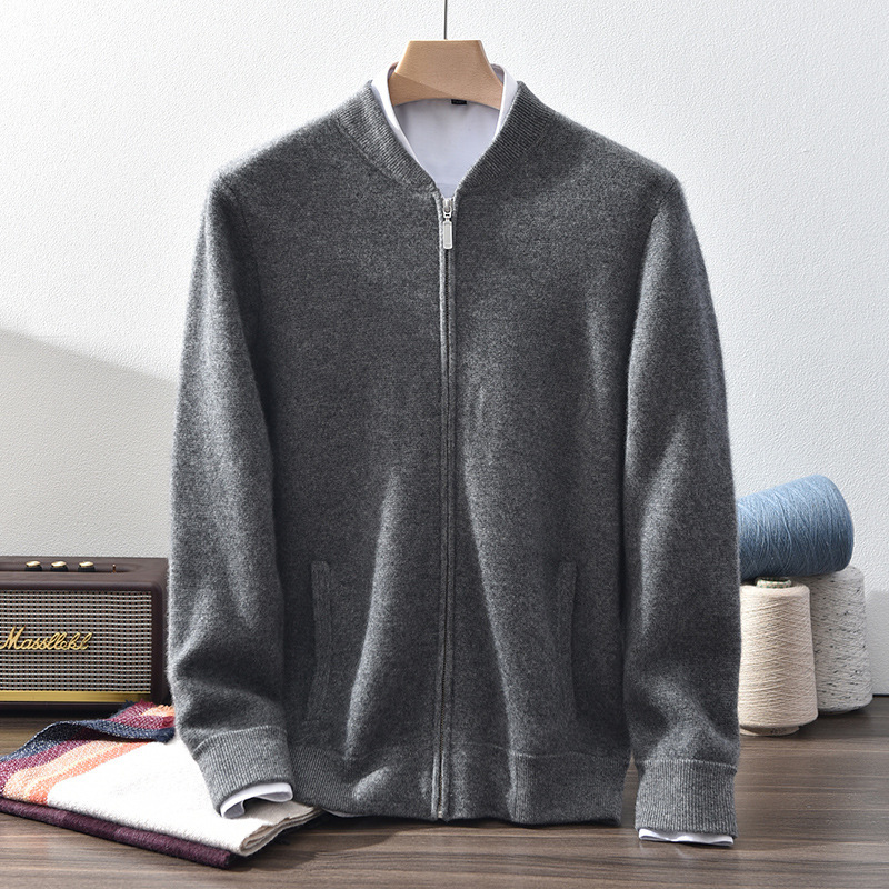 Pure Cashmere Men's Four-Way Zipper Thickeneded Cardigan Pure Color 100% Cashmere Sweater New Casual Business Style Jacket Pure Cashmere Men's Four-Way Zipper Thickeneded Cardigan Pure Color 100% Cashmere Sweater New Casual Business Style Jacket