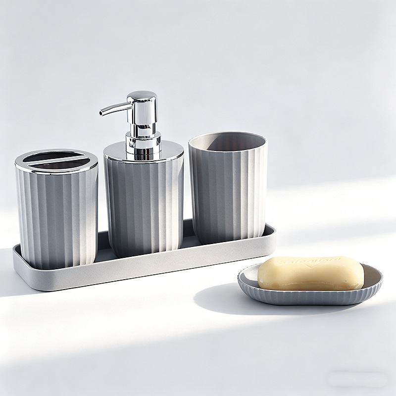 Juego de Accesorios de Baño de Bambú de Plástico