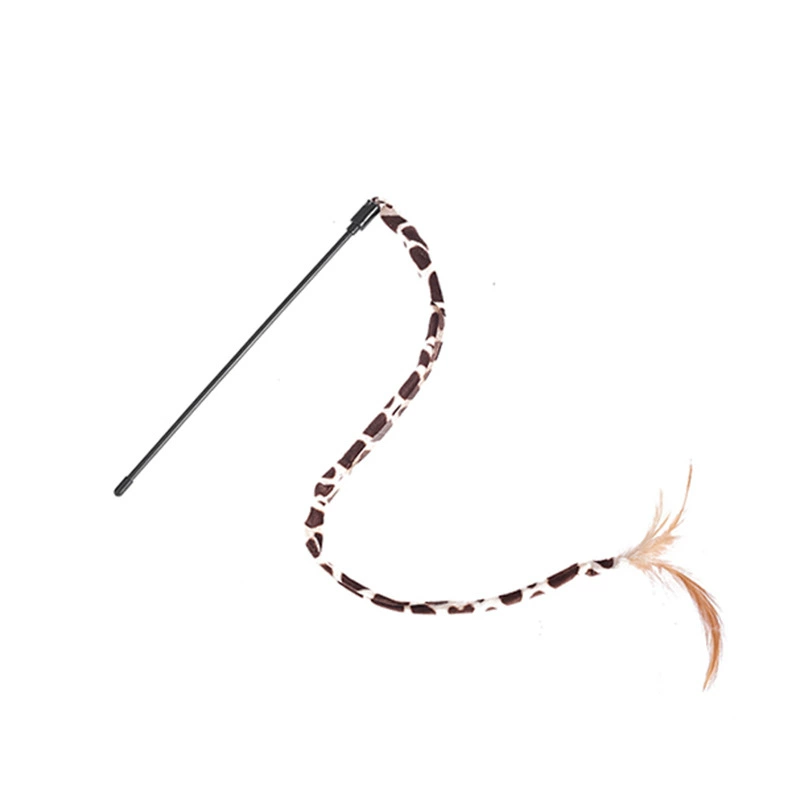 Оптовая продажа от производителя Yiwu Haqi: Игрушка для кошек — короткая дразнилка-удочка с леопардовым принтом, в индивидуальной упаковке