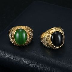 Eurasian Cross-Border New Hip-Hop Gold-Plated Diamond Cats-Eye Steel Ring Titanium Steel Men's Ring