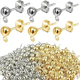 Simple couple earrings earplugs cross-border jewelry wholesale round flash sand earrings smooth earrings for men and women