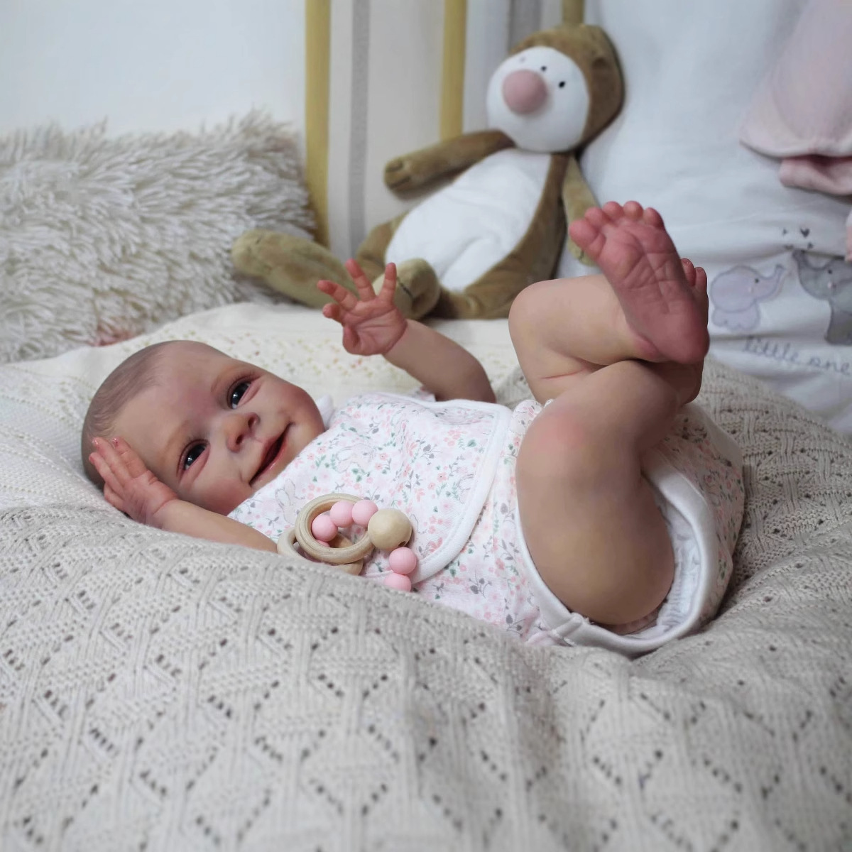 18 pulgadas pequeño vestido con estampado floral sebastian juguete de simulación renacimiento muñeca regalo de vacaciones para niños