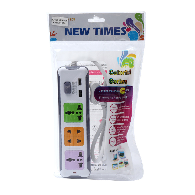 323 # USB Yiwu comercio exterior 10 agujeros tres nueve agujeros dos metros enchufe europeo mezclado colorido enchufe de comercio exterior