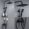 Three-speed + fenced storage rack [ABS square nozzle] black