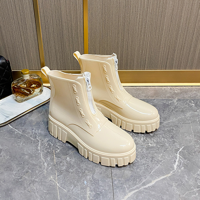秋冬のベルベットの新型ファッション滑り止め雨靴女性ネット赤外は雨靴女性の柔らかい底の台所の短い防水靴を着ている|undefined