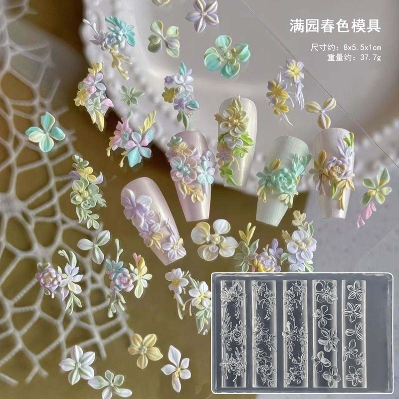 百合花流体冰花美甲硅胶模具立体国风花朵冰封蝴蝶雕花花工具批发|undefined