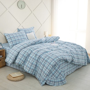 Casual Ins Style Quilt Cover Pure Cotton Washed Cotton Bed Bed Sheets Style Bed Four-Piece Set Pure Cotton Bedding Quilt Cover Spring and Summer