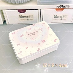 グラデーションハート蝶結び鉄ケース高颜値小カード収納ケース収納シール手帳素材デスクトップ整理
