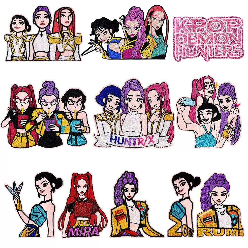 K-pop二次元女团风刺绣贴布 自拍 猎魔女团贴亮片字母刺绣章
