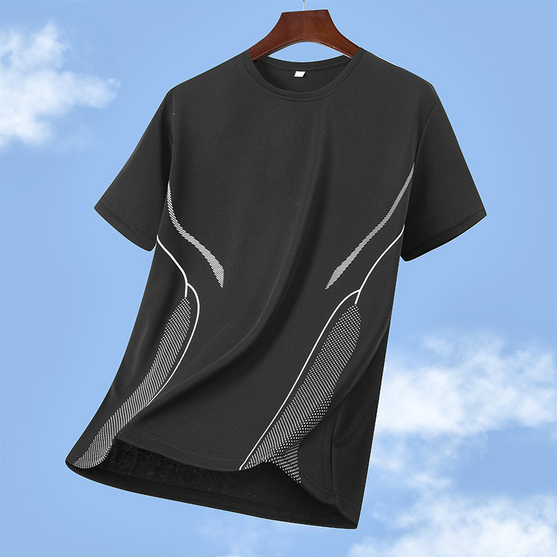 Nuevos productos de secado rápido camiseta de manga corta para hombres de mediana edad verano hielo de media manga suelta acondicionamiento transpirable correr camisa deportiva