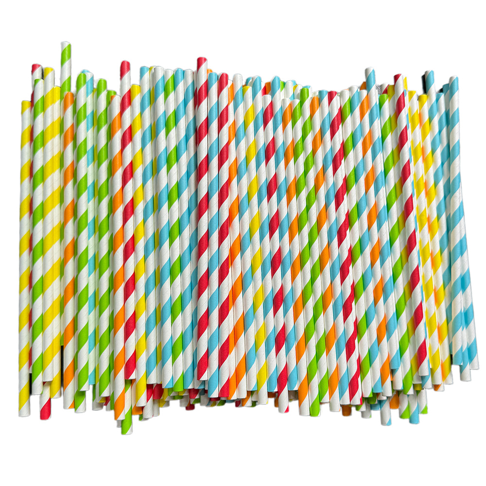 Inventario transfronterizo al por mayor paja de papel desechable paja de papel biodegradable paja de color rayas paja suministros de fiesta