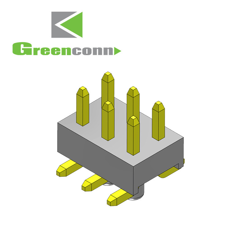 greenconn排针系列 Pin距2.54mm双排单塑90度弯脚2P-40P排针连接器