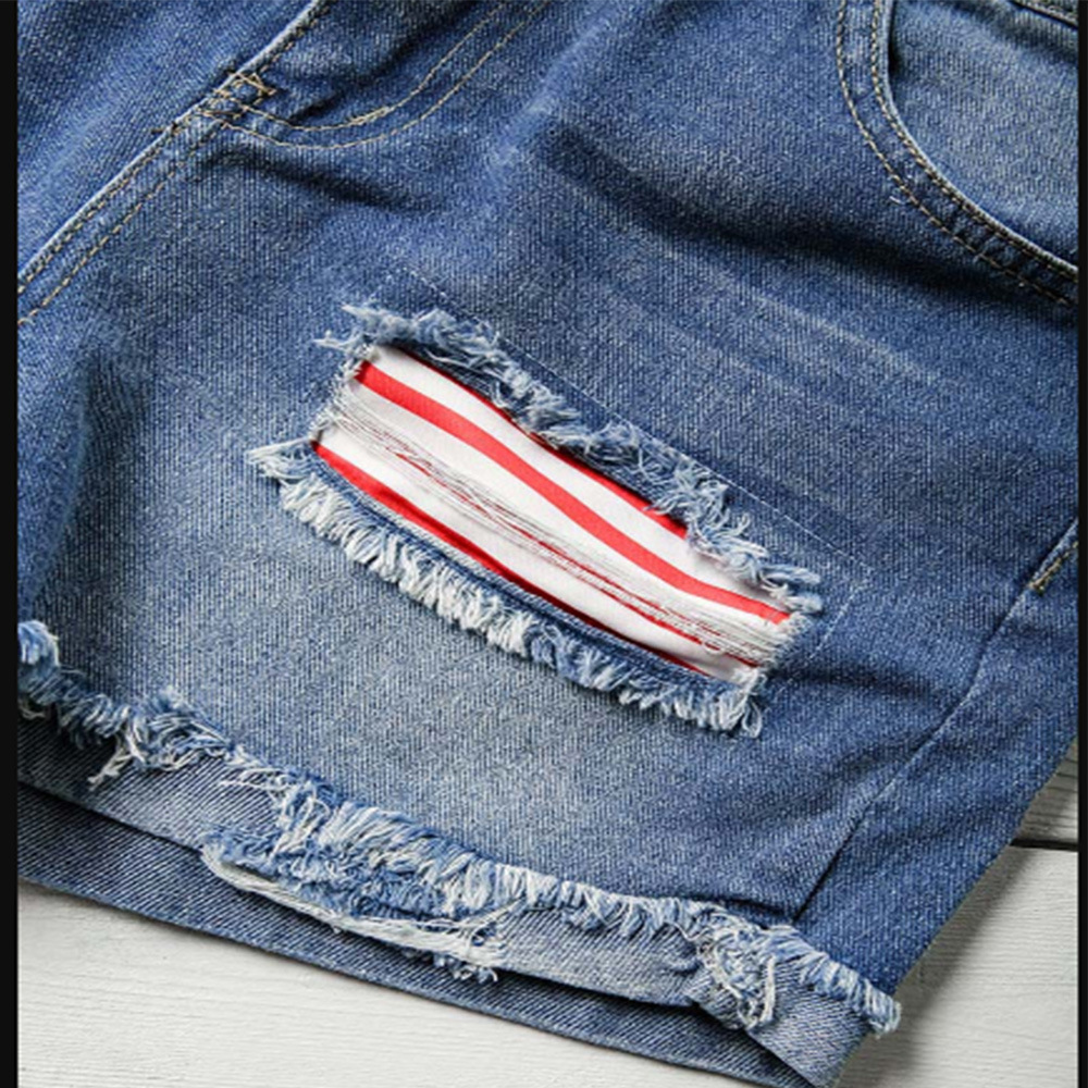 Frau Lässig Täglich Einfacher Stil Amerikanische Flagge Kurze Hose Drucken Jeans display picture 5