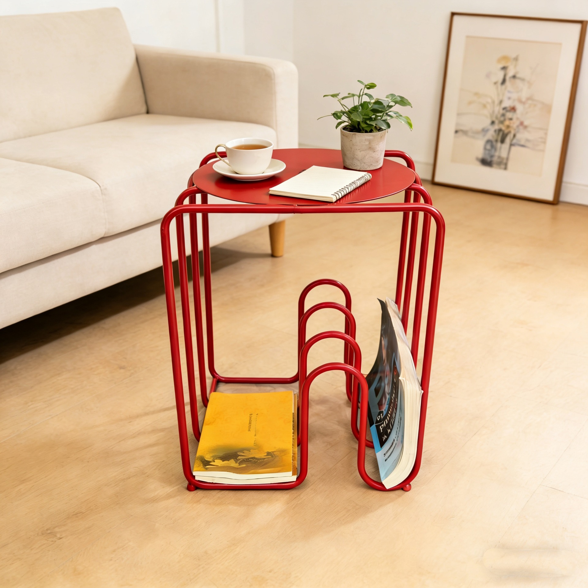 El mismo día, la mesa de té de la sala de estar de la casa de dopamina no ocupa espacio en la cabecera de la cama, estante de hierro forjado, sofá de borde