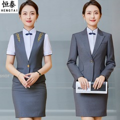 Spring and summer Chinese suit business suit for women hotel front desk reception restaurant waiter work uniform